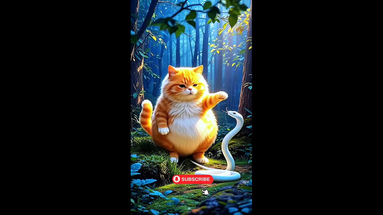 AI Cat VS AI snakes fighting moment!!! 😳
