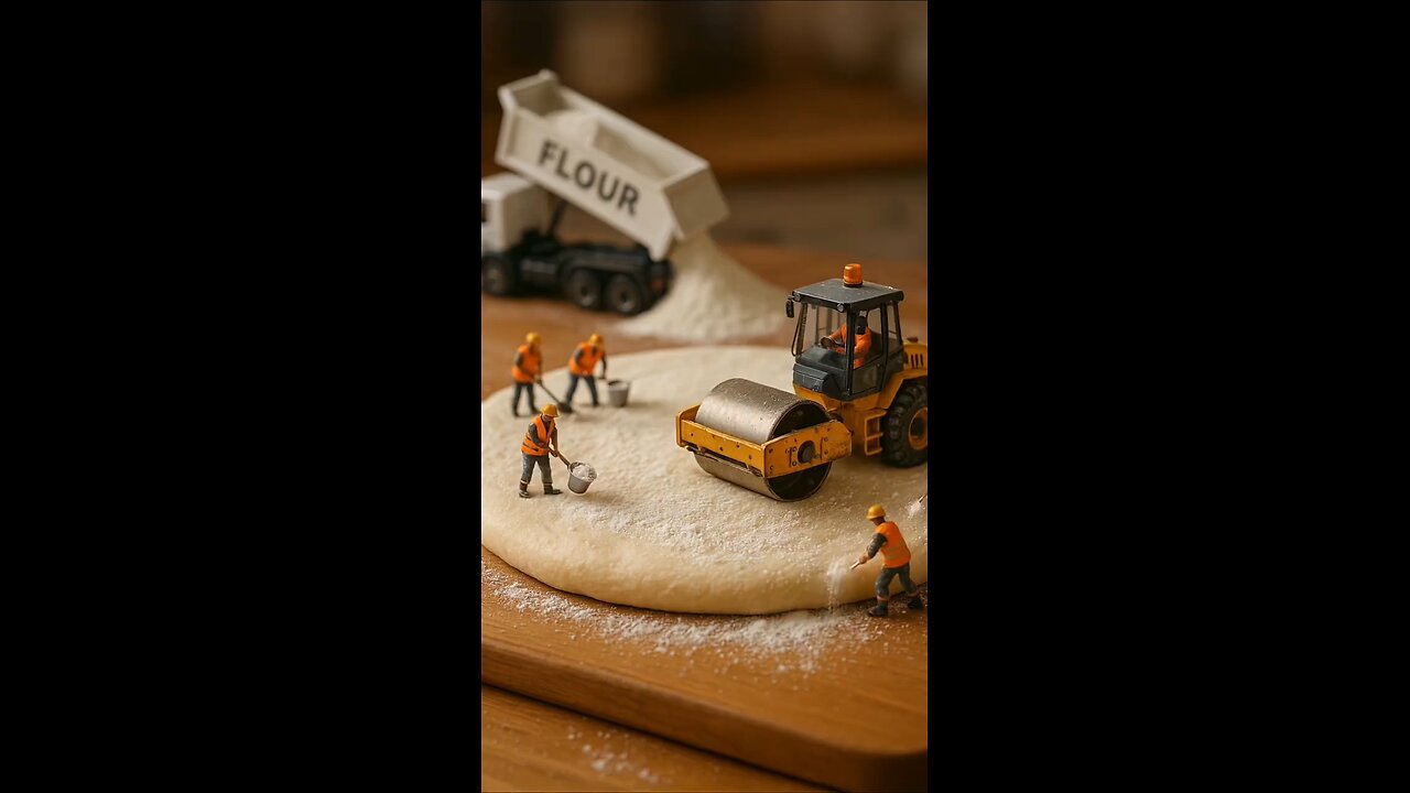 tiny worker making pizza