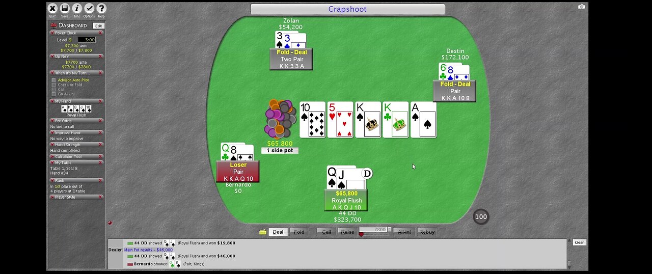Royal Flush hand # 34