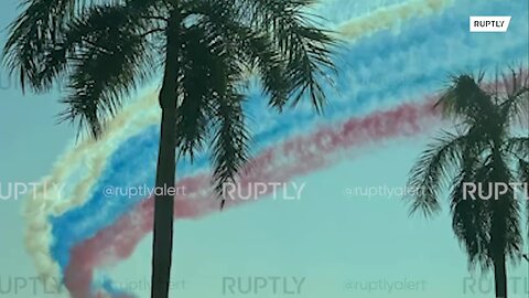 "Russian Flag Colors Adorn Abu Dhabi Sky"