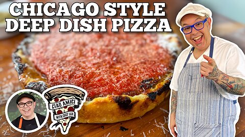 Chef Leo's Chicago Deep Dish Pizza in the Blackstone Pizza Oven