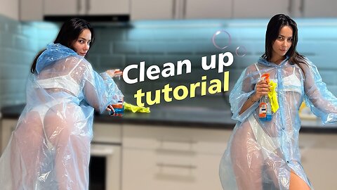 [4K] Blue Raincoat Cleaning Tutorial TRY ON HAUL