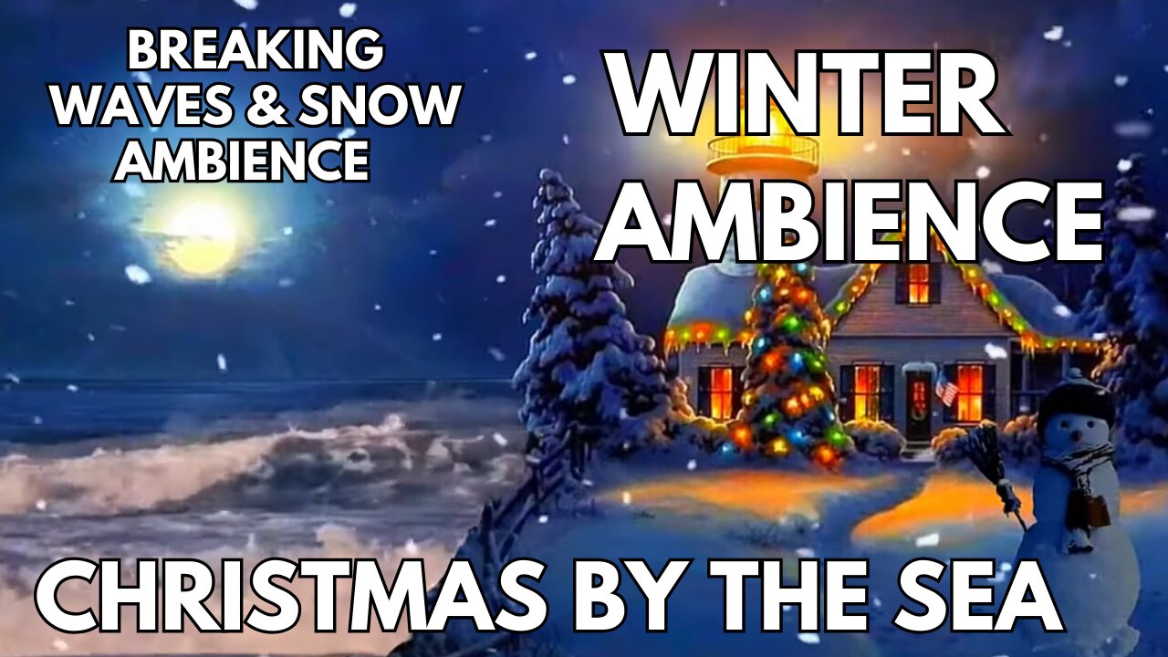 🎄Christmas By The Sea Ambience | Light Falling Snow & Breaking Waves | Christmas ASMR