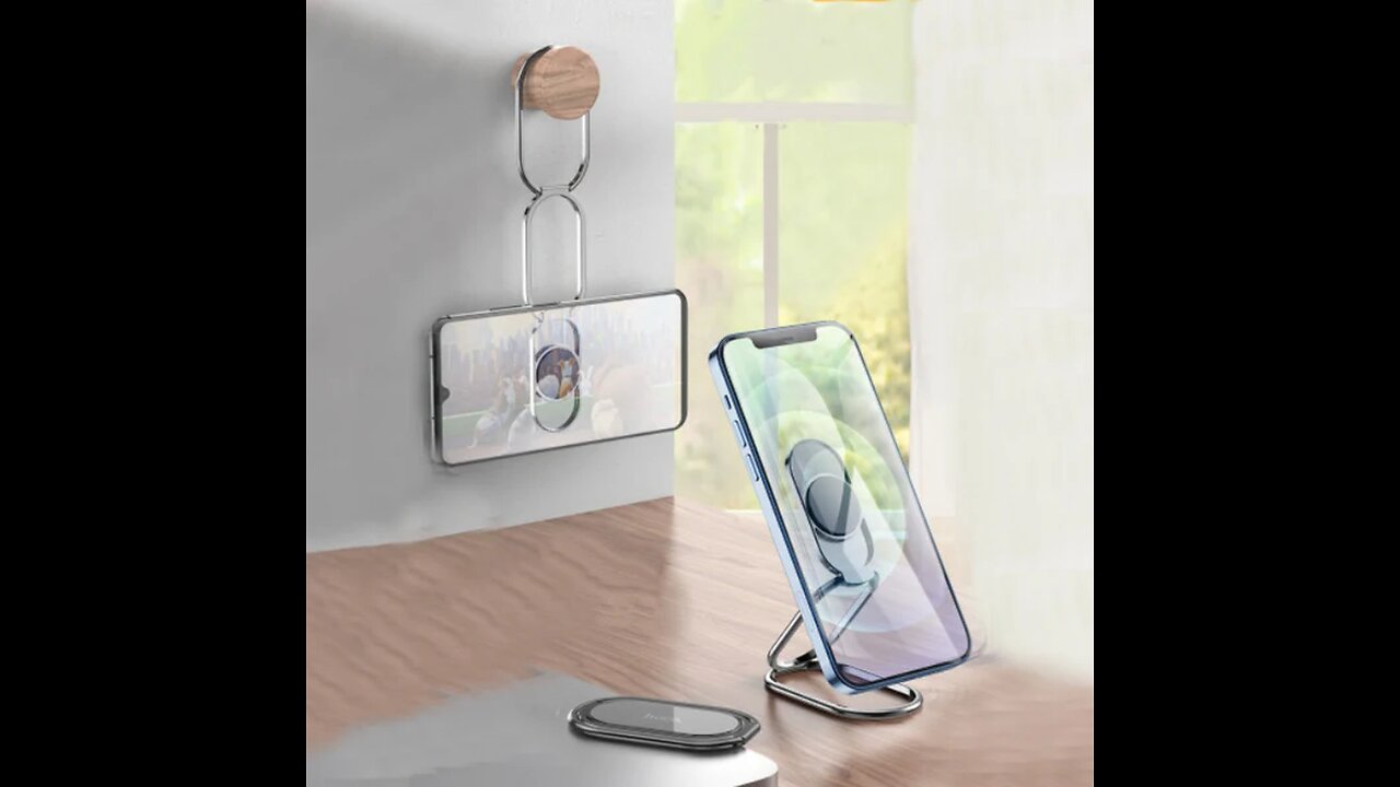 Foldable Magnetic Phone Ring Holder, Compatible with Magnetic Car Mount
