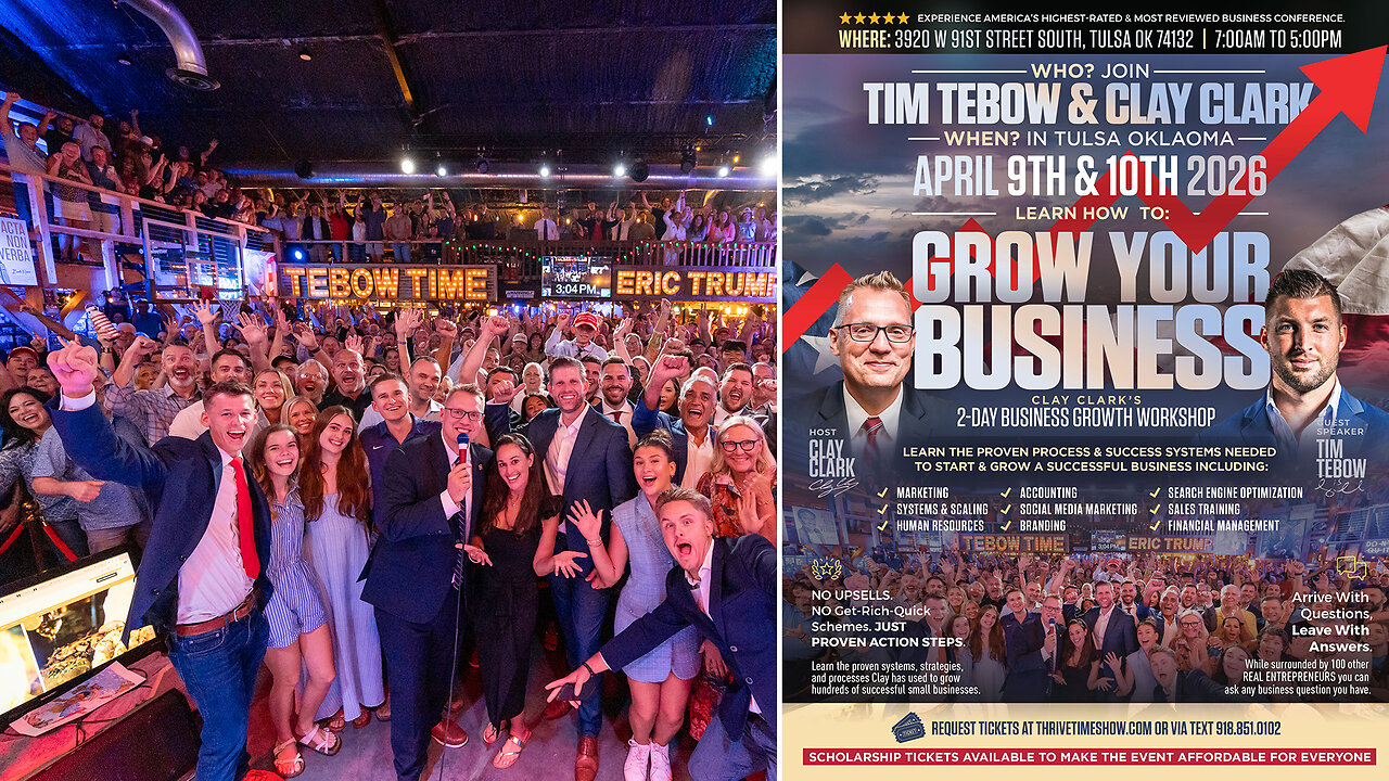 Tim Tebow | Join Tim Tebow LIVE At Clay Clark's ThrivetimeShow.com Business Conference (April 9-10 2026) + Request Tickets Today At ThrivetimeShow.com (Learn Marketing, Financing, Management, & More)