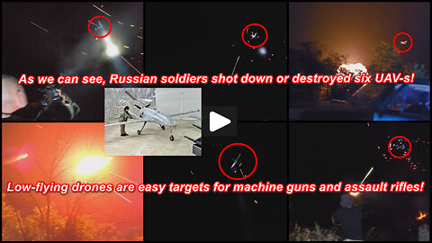 Russian soldiers on a night hunt for Ukrainian AN-196 "Lyuty" UAV-s
