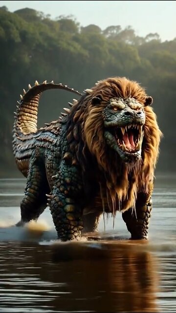 Crocodile-Lion Hybrid: The Ultimate Predator! 🦁🐊🔥 #animalhybrid