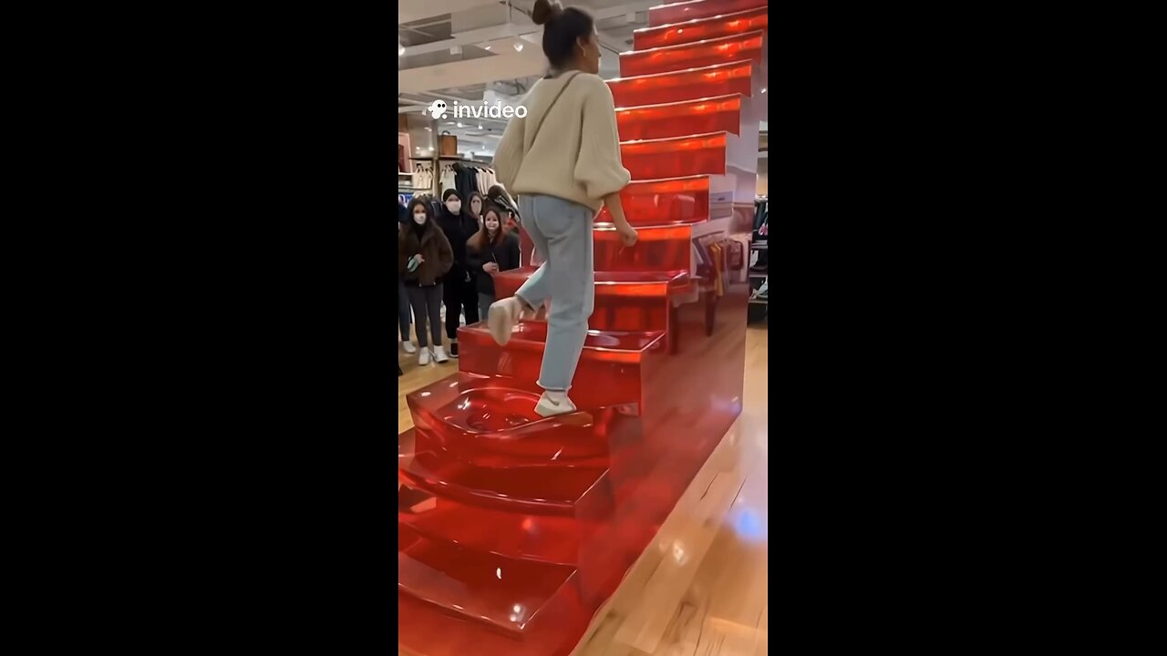 would you dare walk on this jelly staircase? 😳😂 Looks so real I almost believed it! 🤯 #InVideoAI