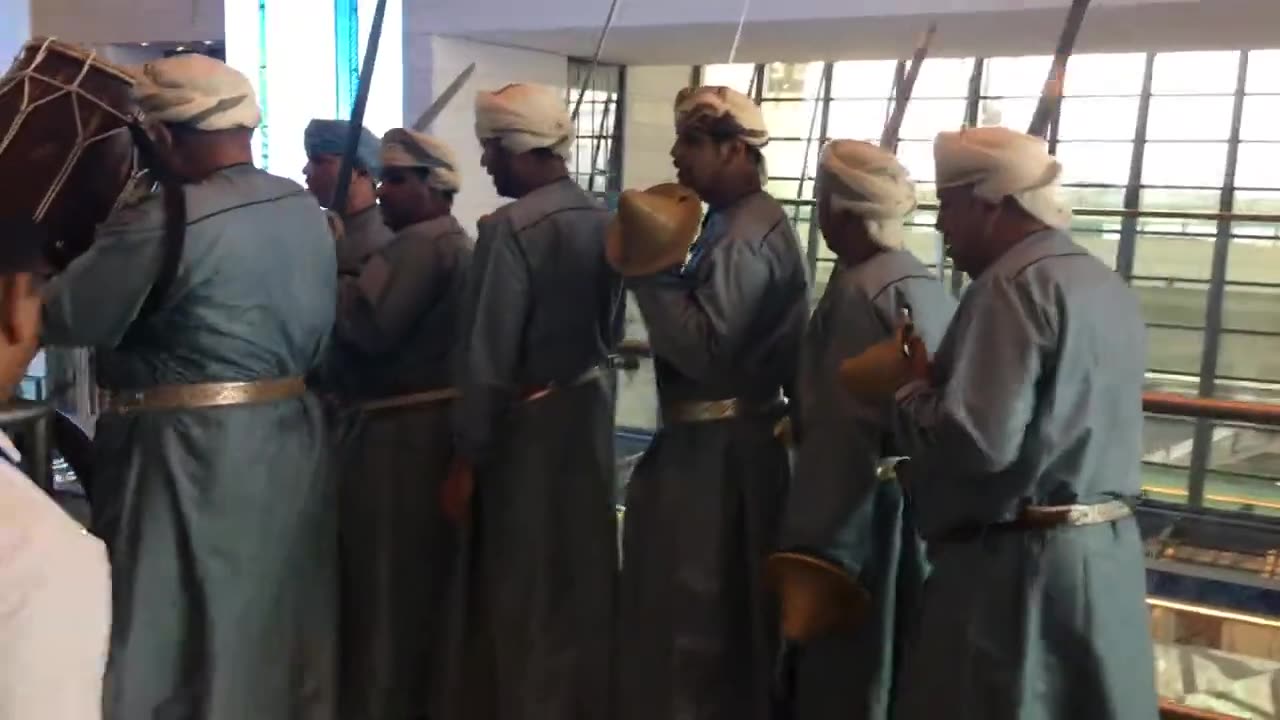 Traditional ooman music at Muscat Airport