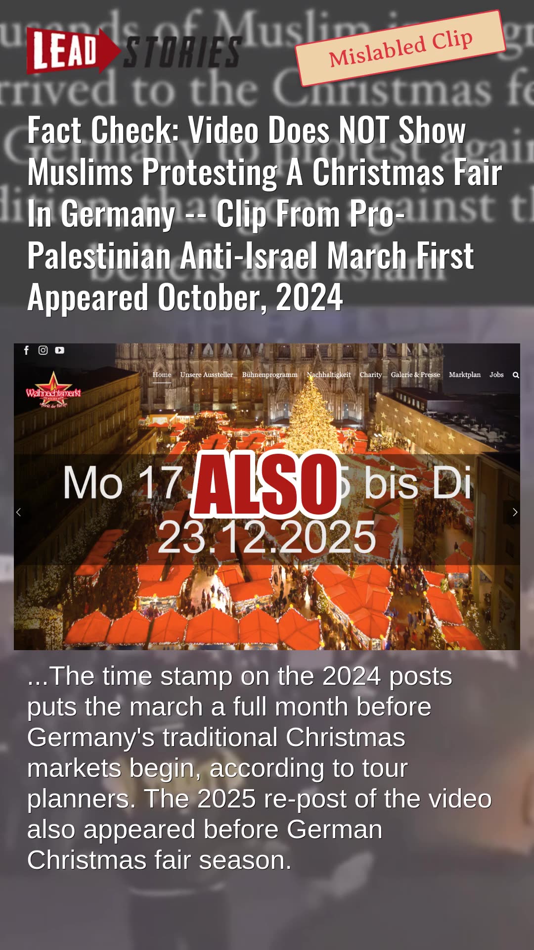 Fact Check: Video Does NOT Show Muslims Protesting Christmas Fair In Germany -- 2024 Palestine Demo