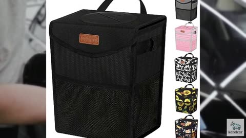 Pritent Car Trash Can with Lid, Cute Leakproof Car Trash Garbage Bag Hanging Veh