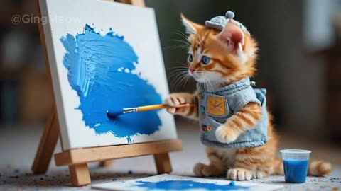 Tiny Ginger Cat_s Adorable Art Studio Adventure