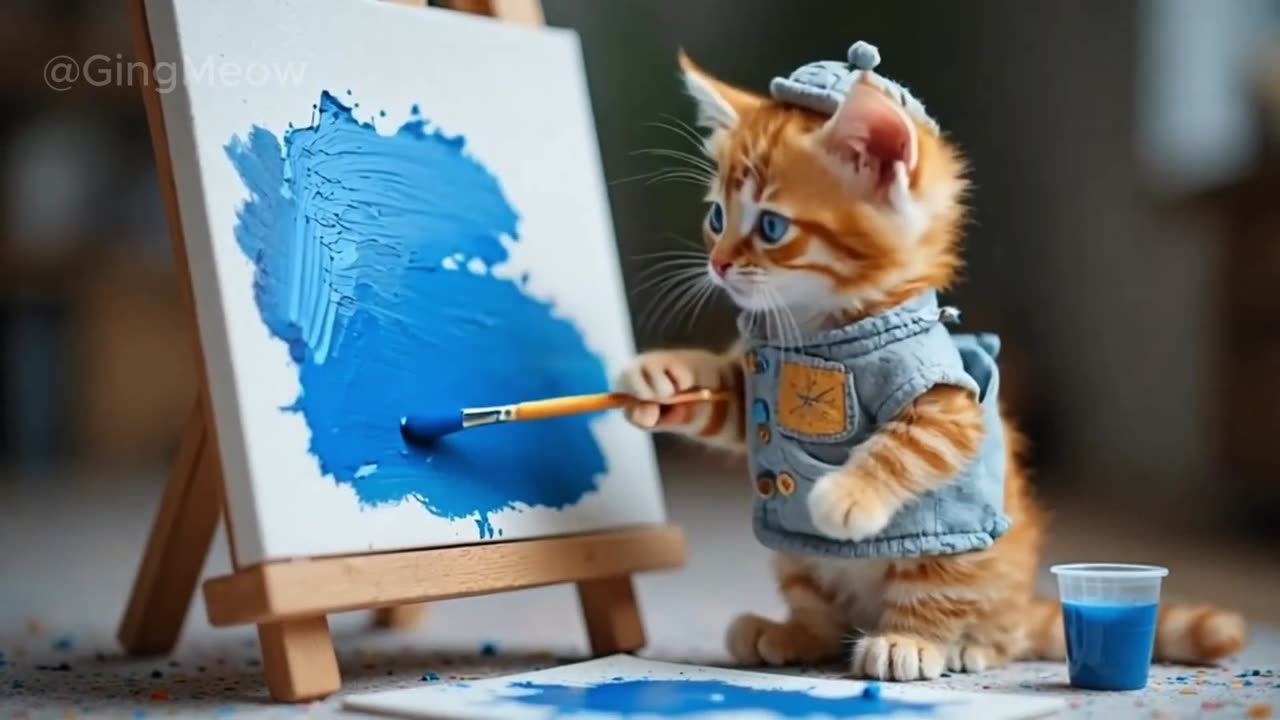 Tiny Ginger Cat_s Adorable Art Studio Adventure