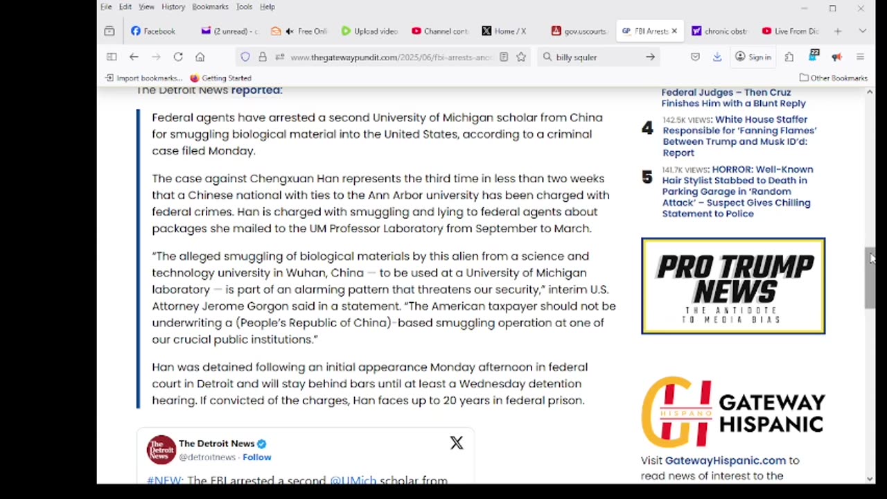 FBI Arrests ANOTHER University of Michigan Scholar From China For Smuggling Pathogens Into US