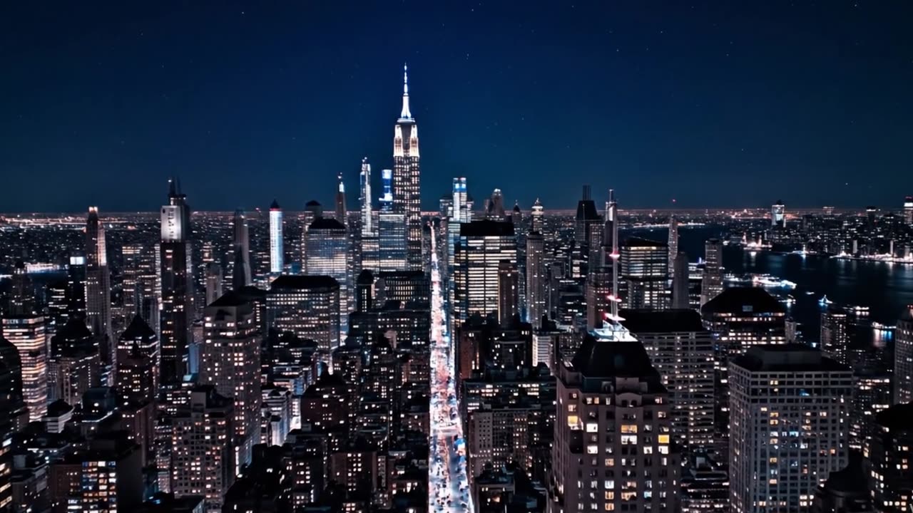 Manhattan At Night High Quality B Roll