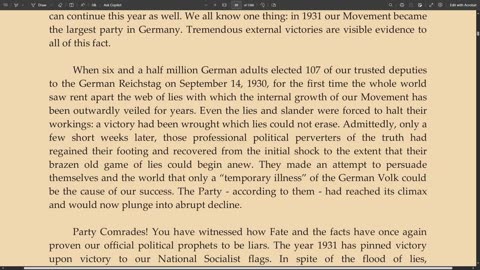 Adolf Hitler Speech 1/1/1932 | New Years Proclamation to the Party 1 of 6 ENG