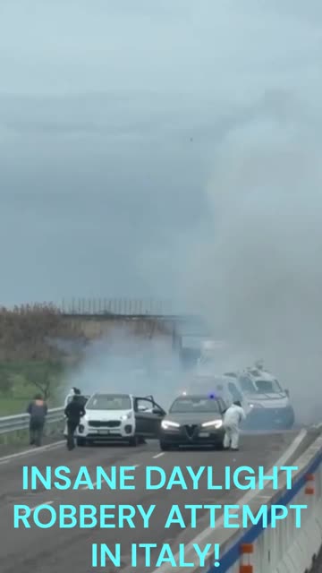 A daylight robbery on an Italian highway involved an armored vehicle carrying cash.