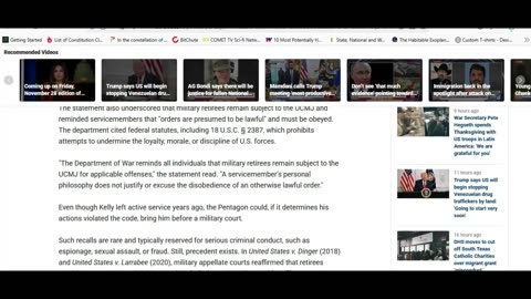 Democrat Senator Mark Kelly may be recalled to military for discipline over seditious video.