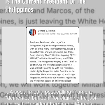 Fact Check: Trump Was Correct -- Ferdinand Marcos (Junior) Is Current Philippines President