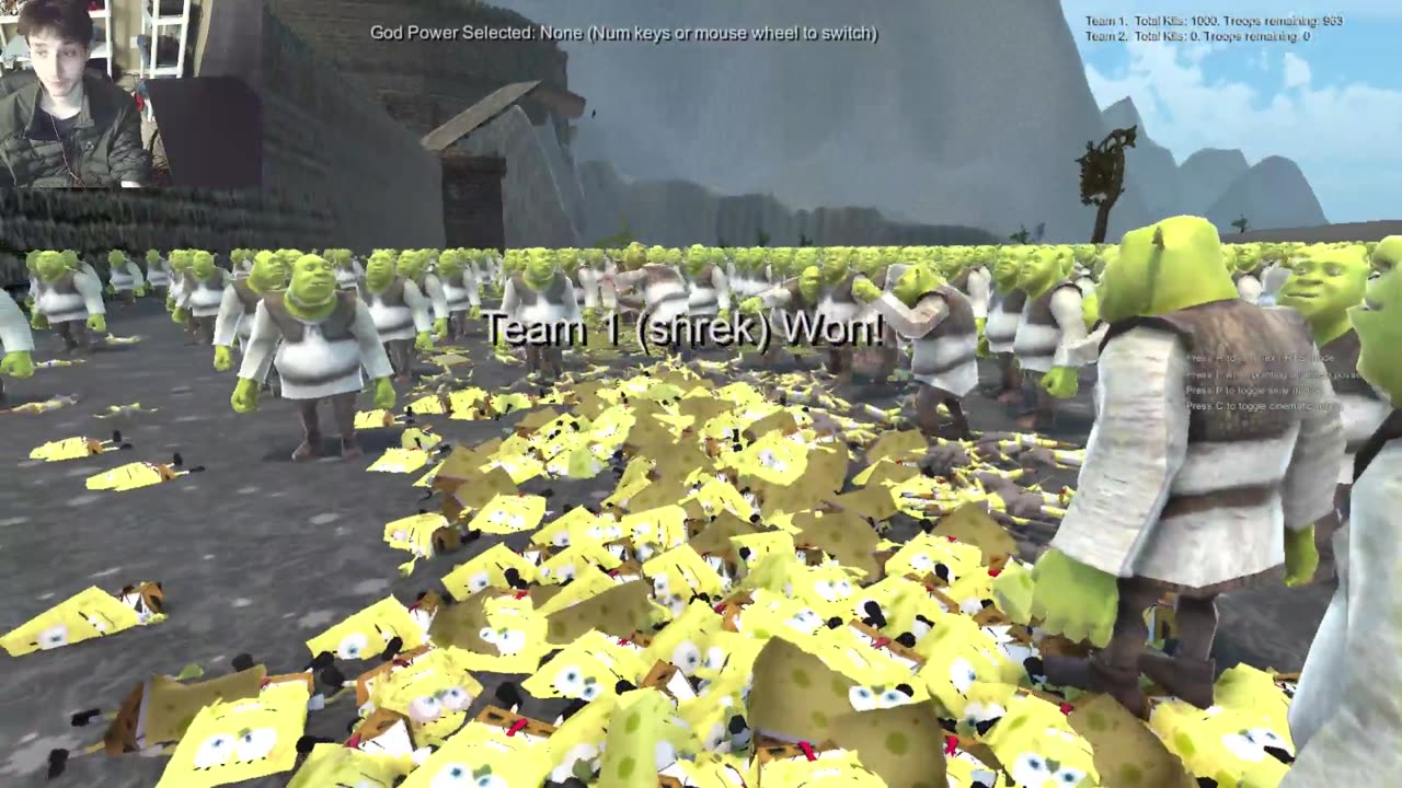1,000 SpongeBob SquarePants VS 963 Shreks From The Shrek Series In Ultimate Epic Battle Simulator 2