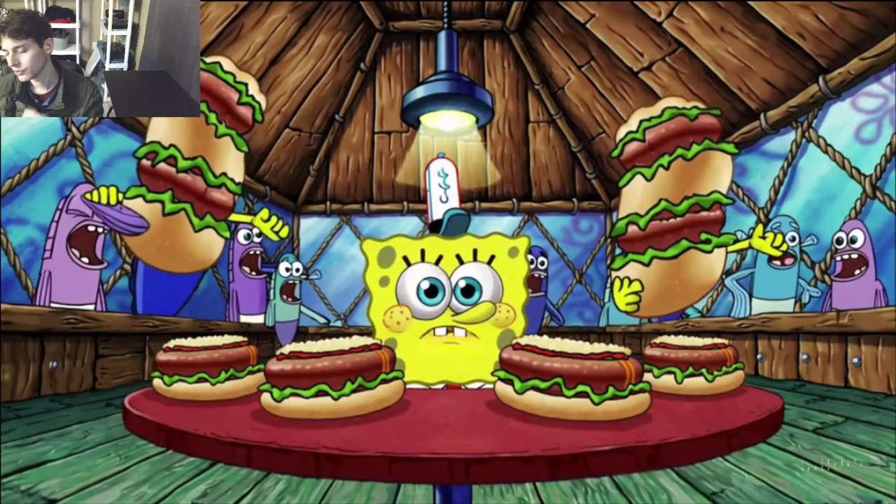 Outtake #3113 Of SpongeBob SquarePants Attempts The Vegan Hot Dog Eating Challenge Fake Funny Parody