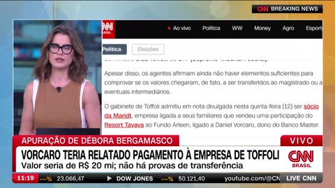 Vorcaro teria relatado pagamento de R$ 20 milhões à empresa de Toffoli.