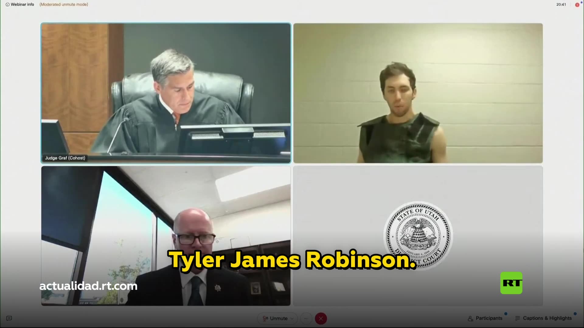 El sospechoso de asesinar a Charlie Kirk hace su primera aparición pública ante el tribunal