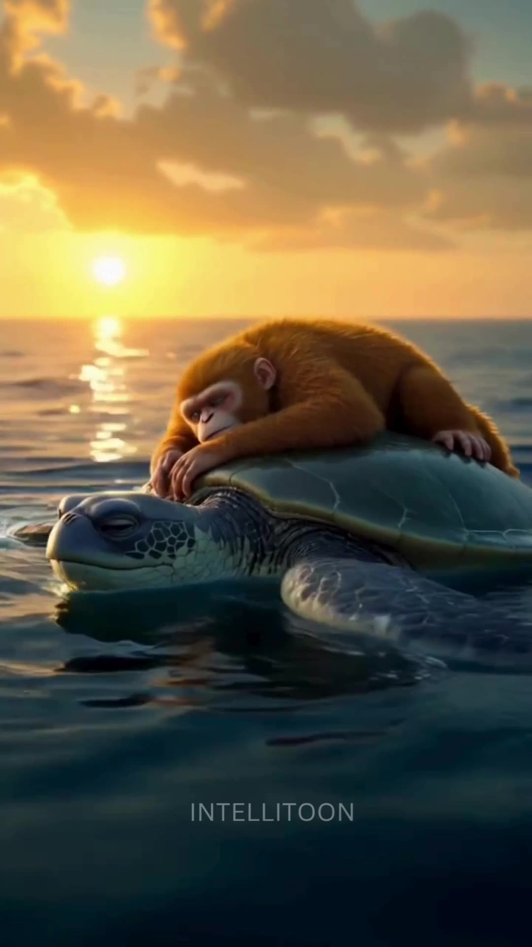 Turtle Monky Turtle saved monkey life β₯οΈ || Intellitoon || Hindi Short story ...