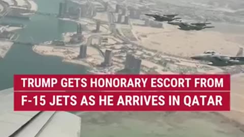 Trump receives a special welcome from Qatari F-15 jets #shorts #fox #news #us #trump #world