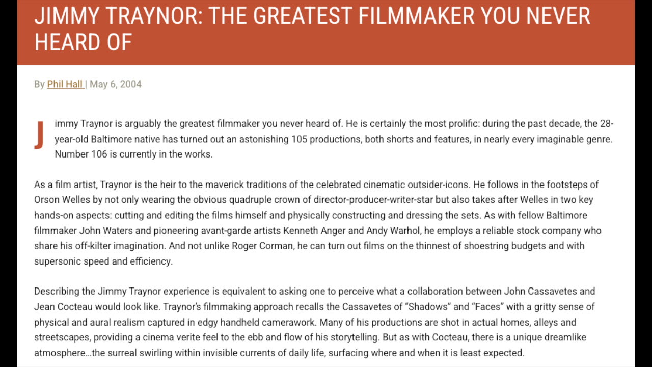 Jimmy Traynor's Filmaking