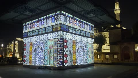 Turkey 2024: projector animation with music on a building