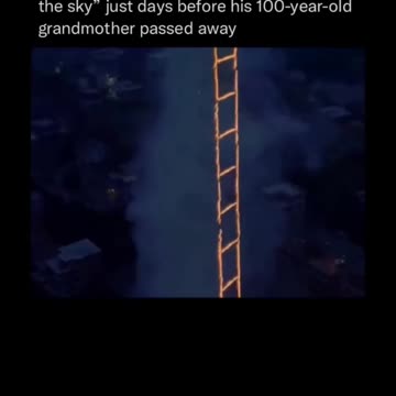 man lights fire to a ladder in the sky
