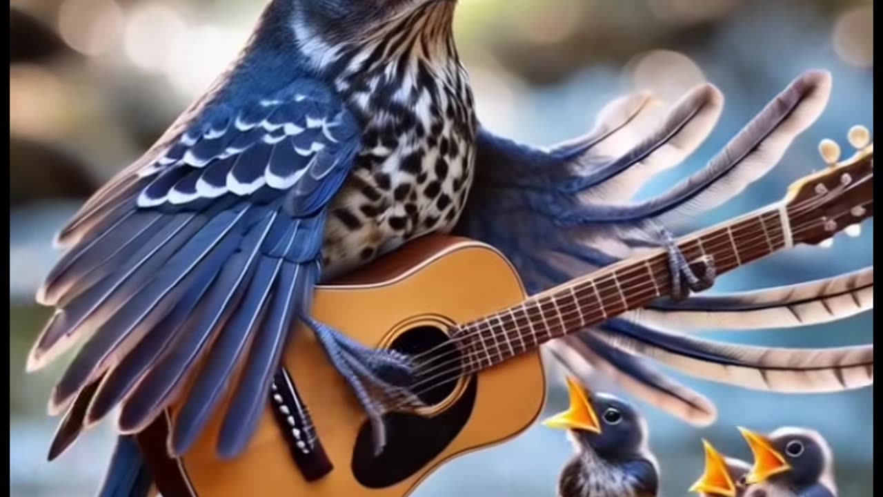 Birds 🐦 play guitar #ai #guitar #instrumental #muisic #fyp #fypシ #cov...