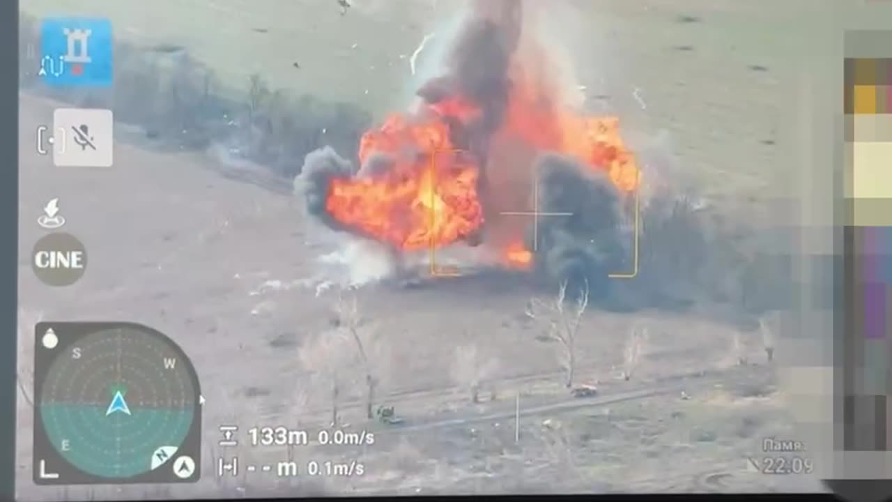 (INSANE)Russian MT-LT Laden with Explosives Hit by Drone While Being Prepared for VB-IED Attack