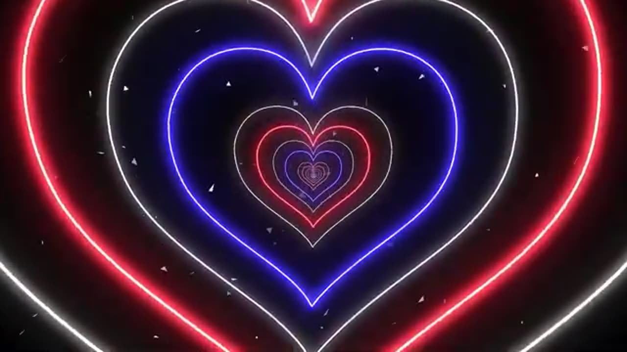 1173. Neon Red and Blue led lights Heart Tunnel Background Heart