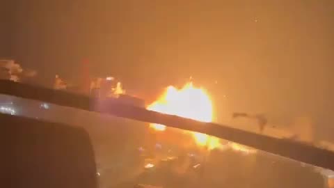 Moment of Impact of a misile in Tel Aviv