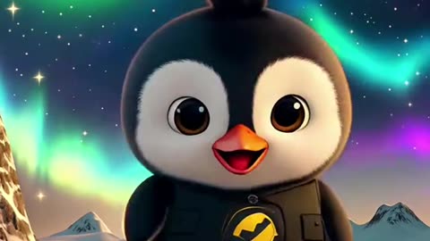El pingüino con la aurora boreal 🌌✨