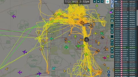 Bird Mafia Utah China India airplane paths - Phoenix AZ - July 2nd 2025 - no audio -