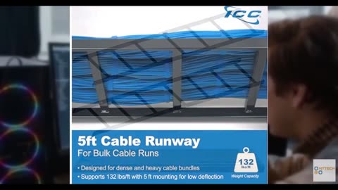 ICC Ladder Rack 5-Foot Cable Runway Straight Section – 16-Gauge Steel, Horizonta