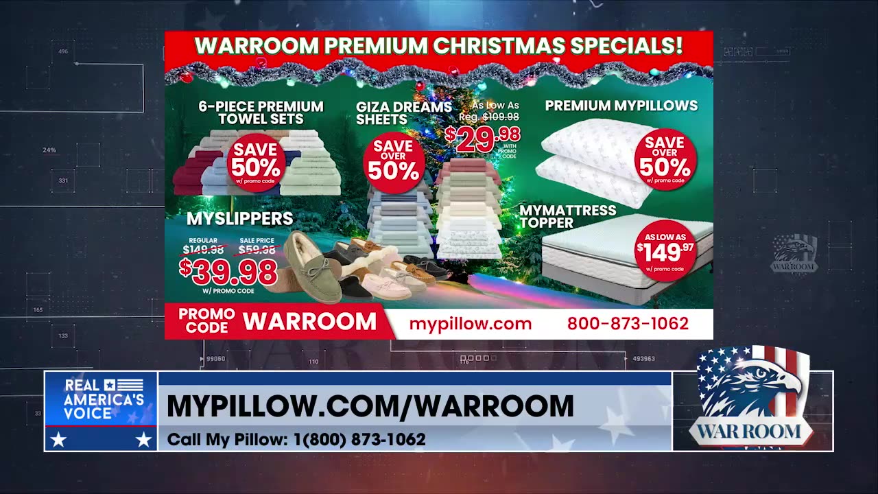 WARROOM PREMIUM CHRISTMAS SPECIALS! Order Today At MyPillow.com/warroom w/Promo Code WARROOM