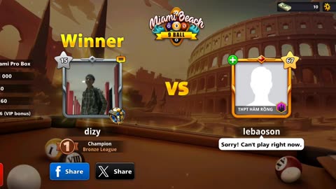 8 Ball Pool Online : an intense match between me and Lebaoson at table 9