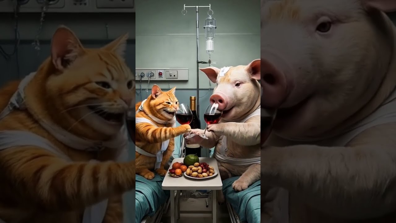 A cat saves his friend, a pig, from an evil owner. Ai
