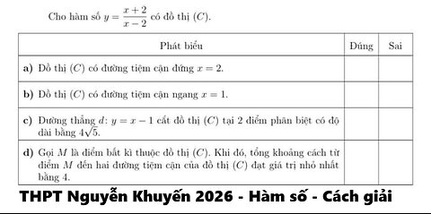 THPT Nguyễn Khuyến 2026: Cho hàm số y=(x+2)/(x-2) có đồ thị (C)