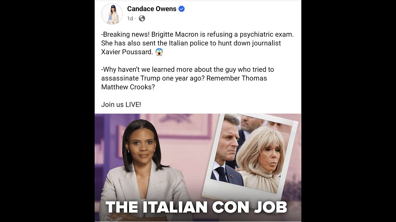 Candace ~ BREAKING NEWS! Brigitte Macron Sends Italian Police To Xavier Poussard!