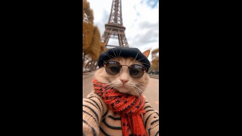 Cat in Eiffel Tower