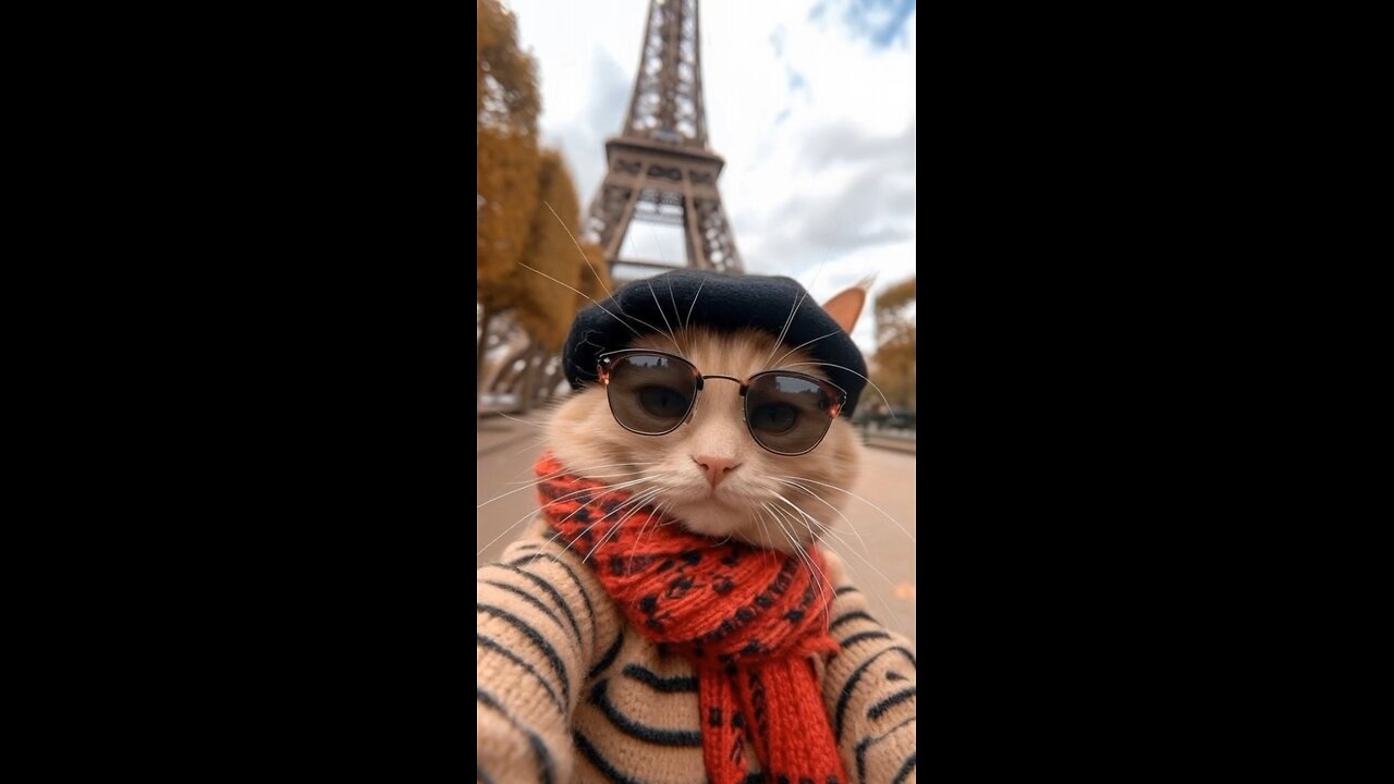 Cat in Eiffel Tower