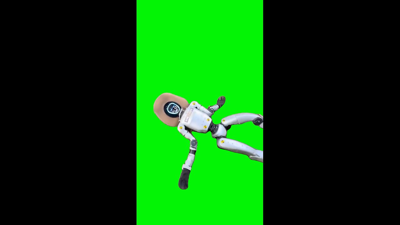 Robot Runs, Then Falls | Green Screen #robot #fall #funny #ai #fail #meme