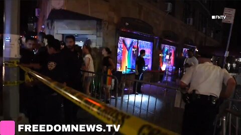 The scene outside of the Stonewall Inn where 2 people have been SHOT during Pride Celebrations in NYC