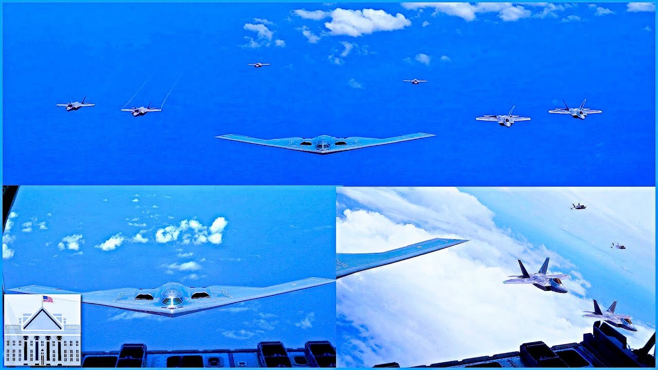 B-2 Spirit Bomber and 5th Gen Jets Form Up Over Ocean | Valiant Shield 24
