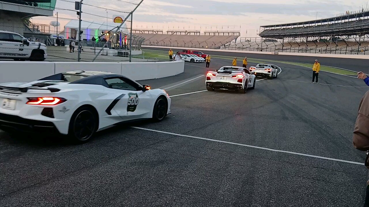 Corvettes heading out before the Indianapolis 500